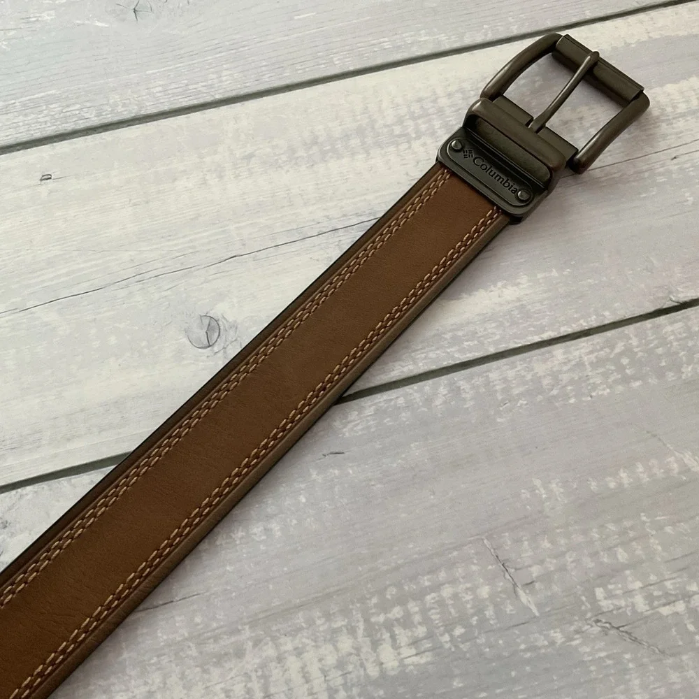 Columbia Belt Mens 38 / 99‎ Tan Brown Leather Casual